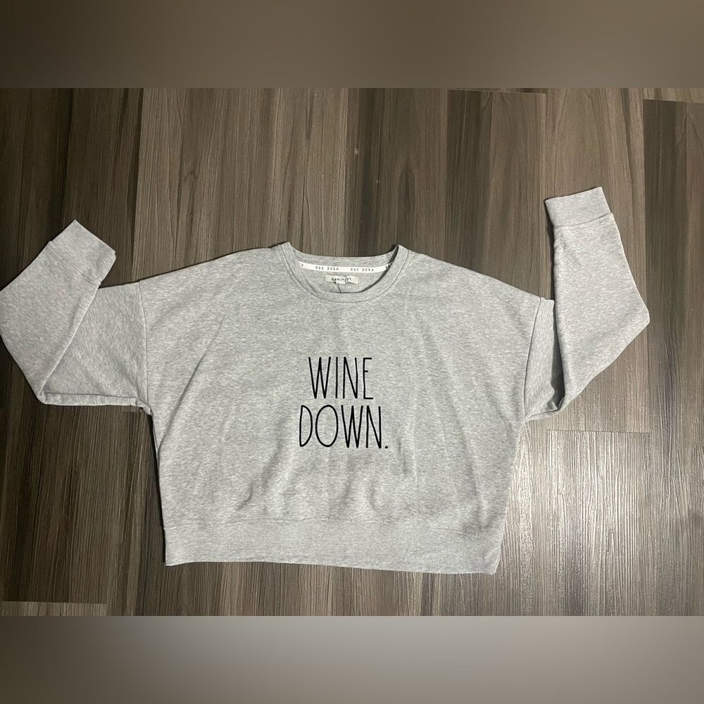 Rae Dunn Gray 'Wine Down' Women's Sweatshirt